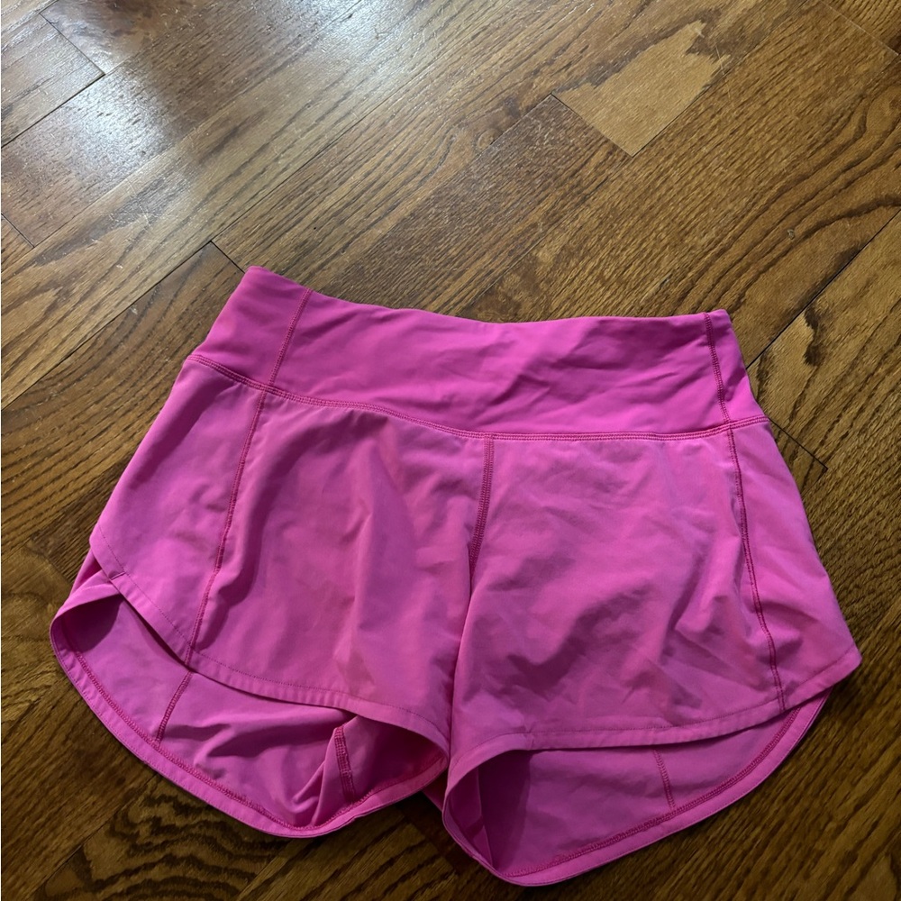 Lululemon sonic pink speed up shorts 4”
